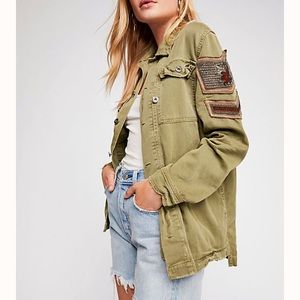 Free People Embellished Military Shirt Size L